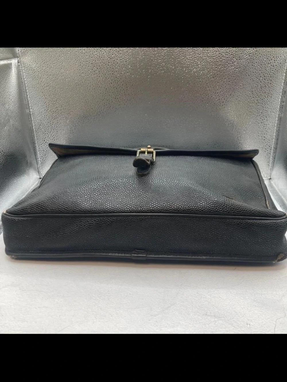 Mulberry Black Textured Leather Briefcase with Buckle